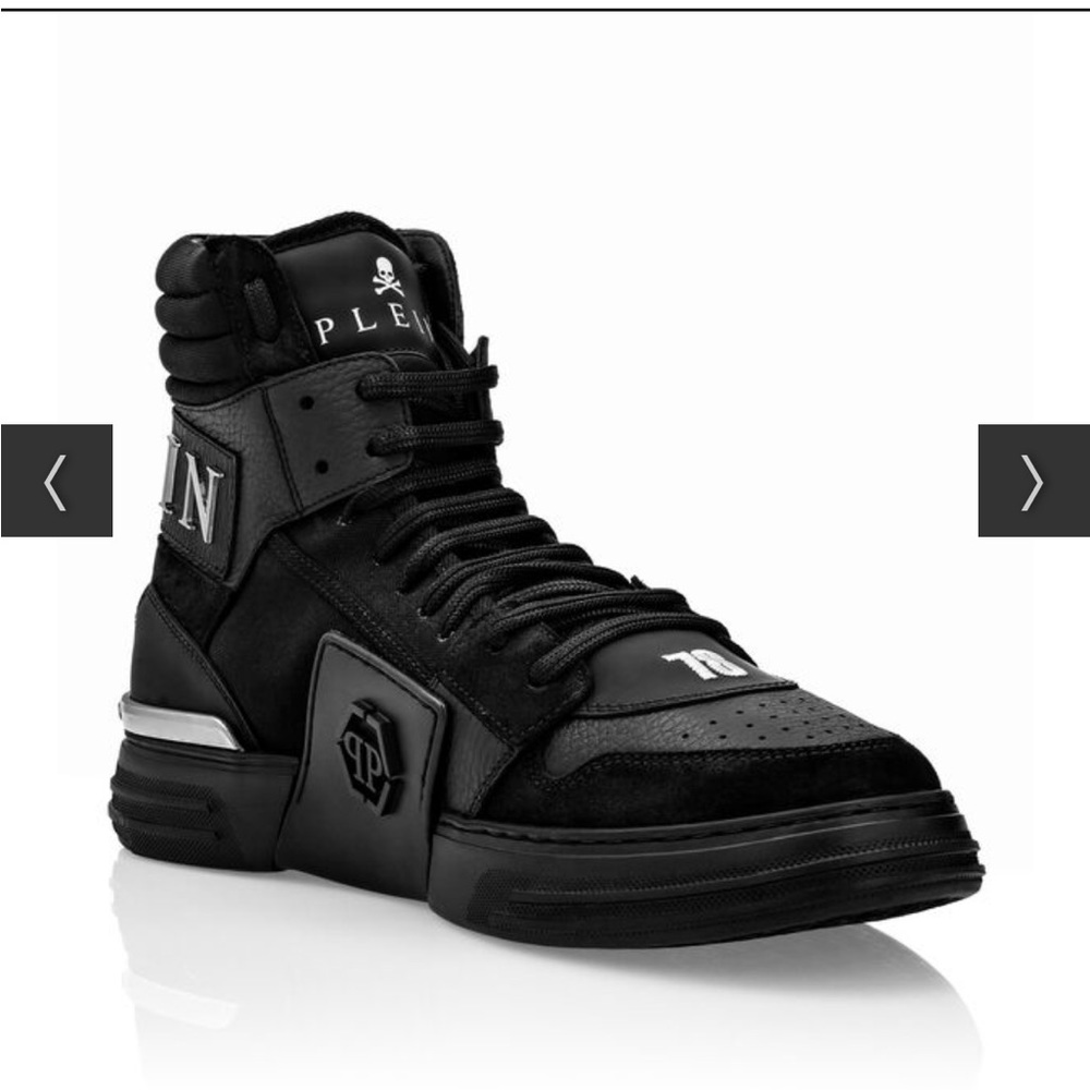 Philipp Plein Men's Black High-Top Sneakers with Logo Detail